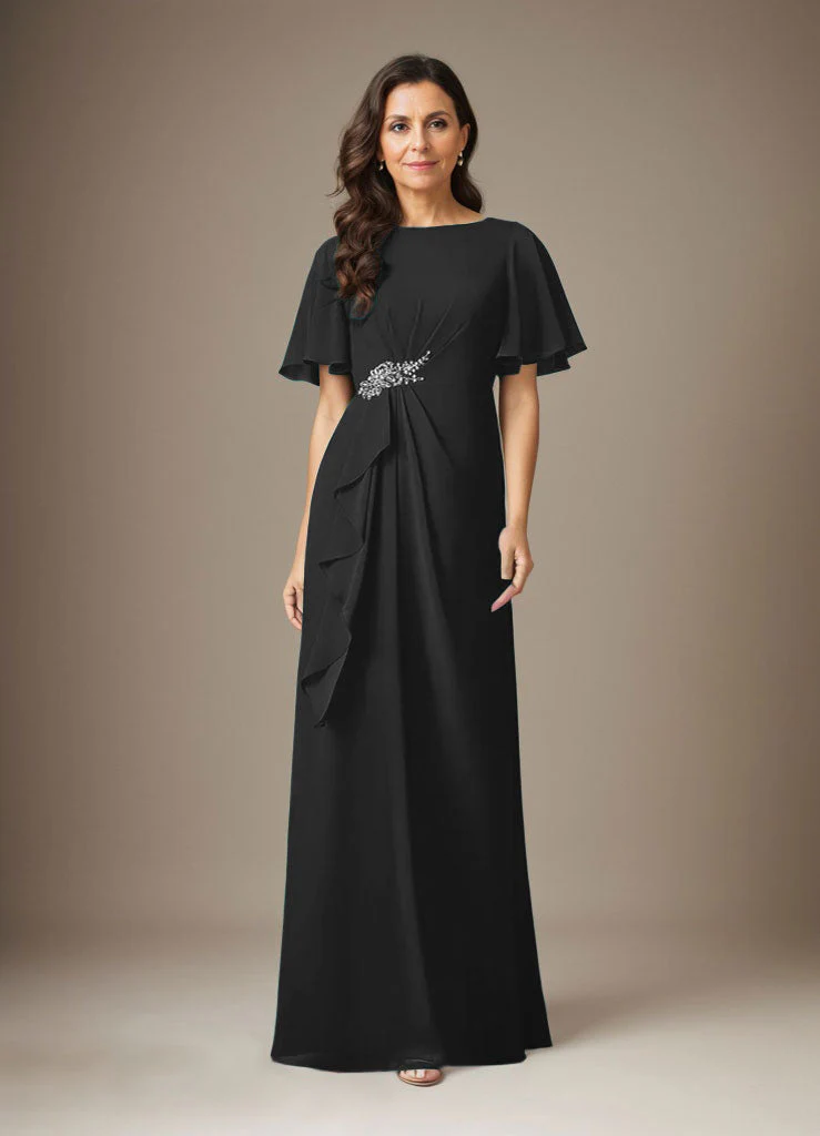 Dark Navy Sheath Beaded Chiffon Dress - Image 7