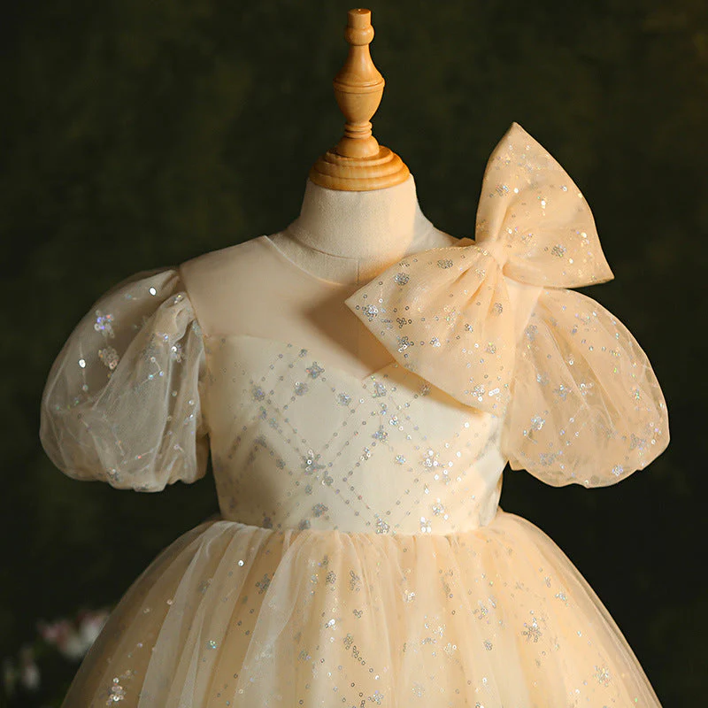 Elegant Baby Girls Puff Sleeve First Communion Dresses Toddler Baptism Dresses - Image 4
