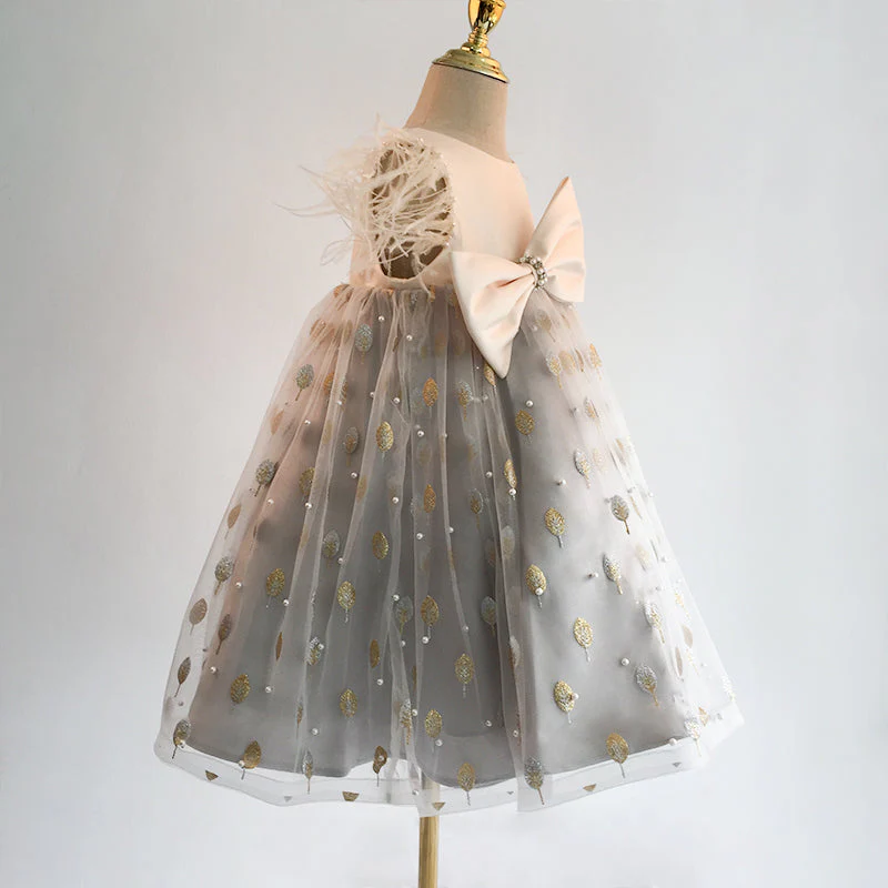 Toddler Prom Gowns Girl Princess Summer Bow Sequins Communion Pageant Party Dress - Image 3