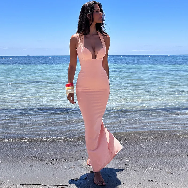Elegant Maxi Slim Bodycon Vacation Dress - Image 5