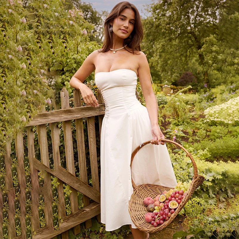Elegant Midi Waist Wrap A-line Vacation Dress - Image 5