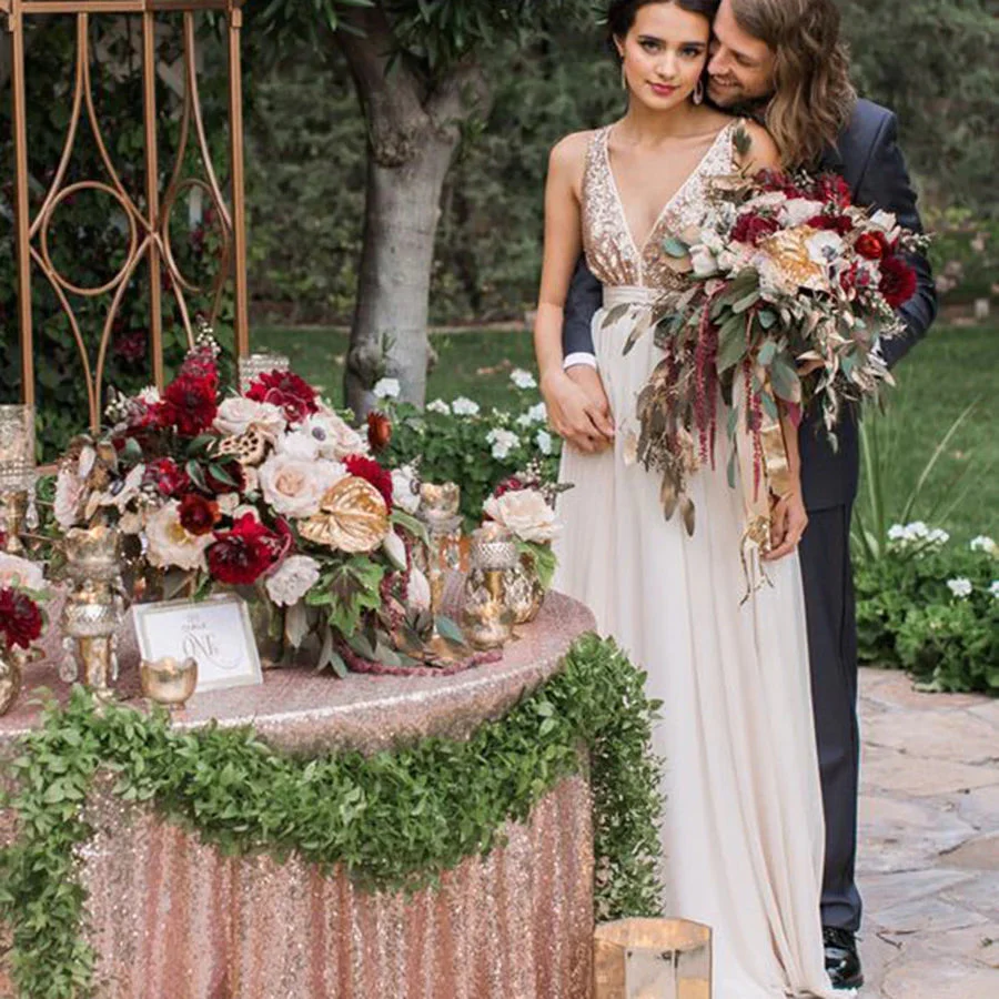Elegant Open Back V Neck With Bowknot Bridesmaid Dresses - Image 3