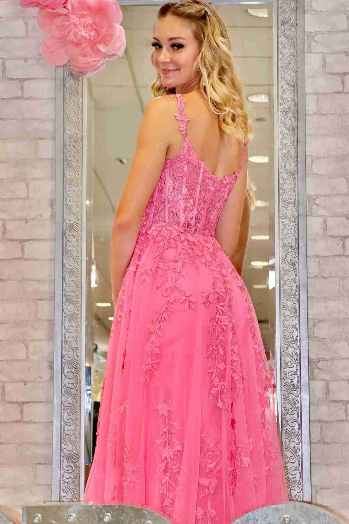 A-line Sweetheart Lace Tulle Prom Dress with Slit - Image 15