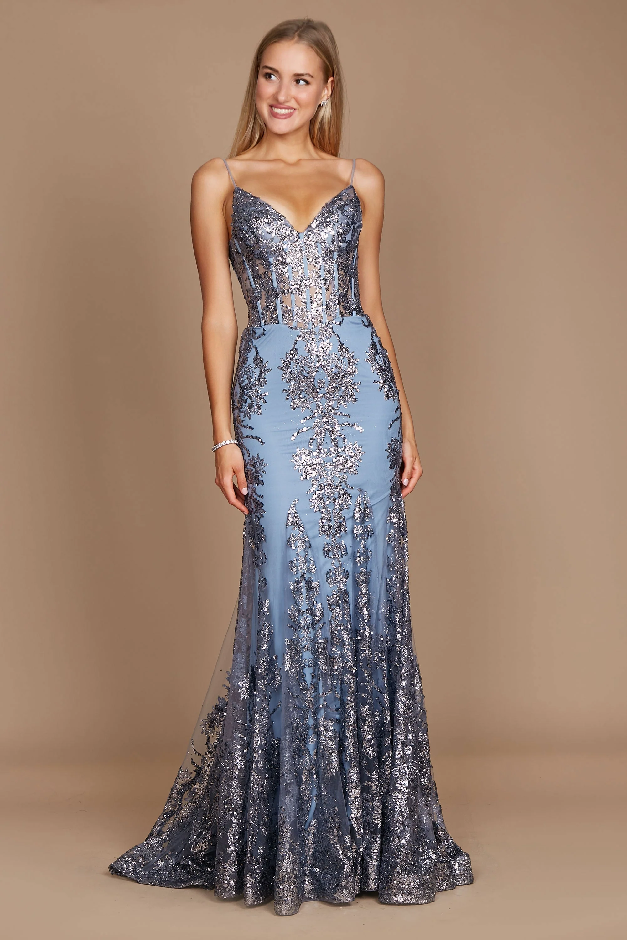 Fitted Corset Long Formal Prom Dress - Image 4