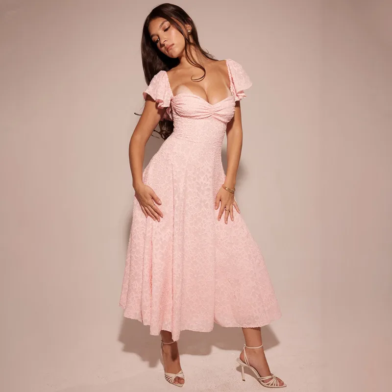 Floral Waist Wrap A-line Vacation Dress - Image 5