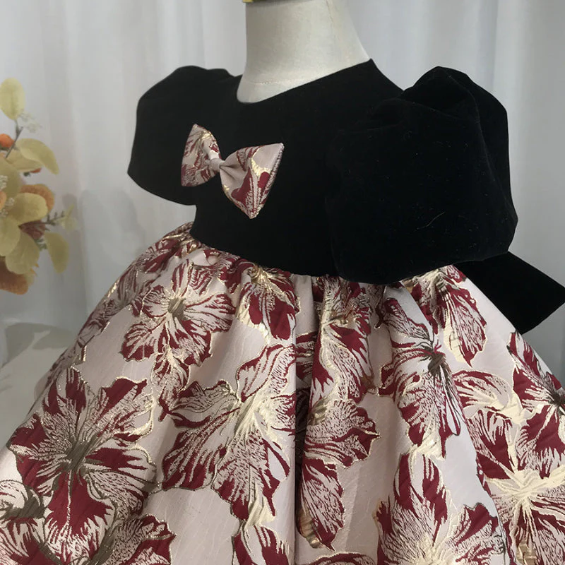 Flower Girl Dress Toddler Communion Party Pageant Dress Bowknot Fluffy Princess Dress - Image 5
