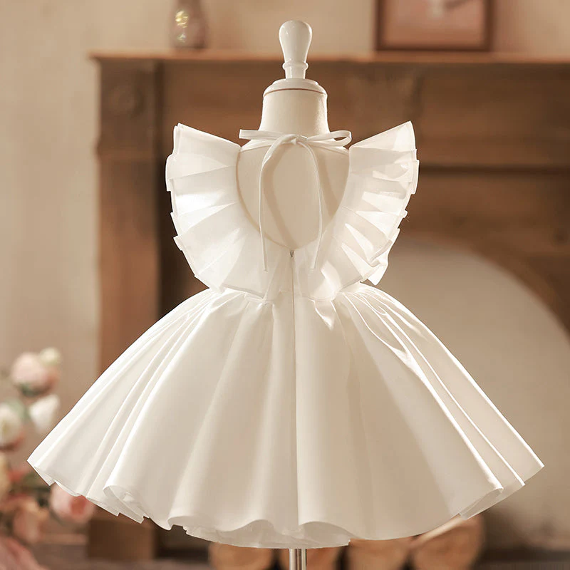 Flower Girl Dress Toddler Baptism Sleeveless Wedding Communion Dress Bow Princess Dress - Image 3