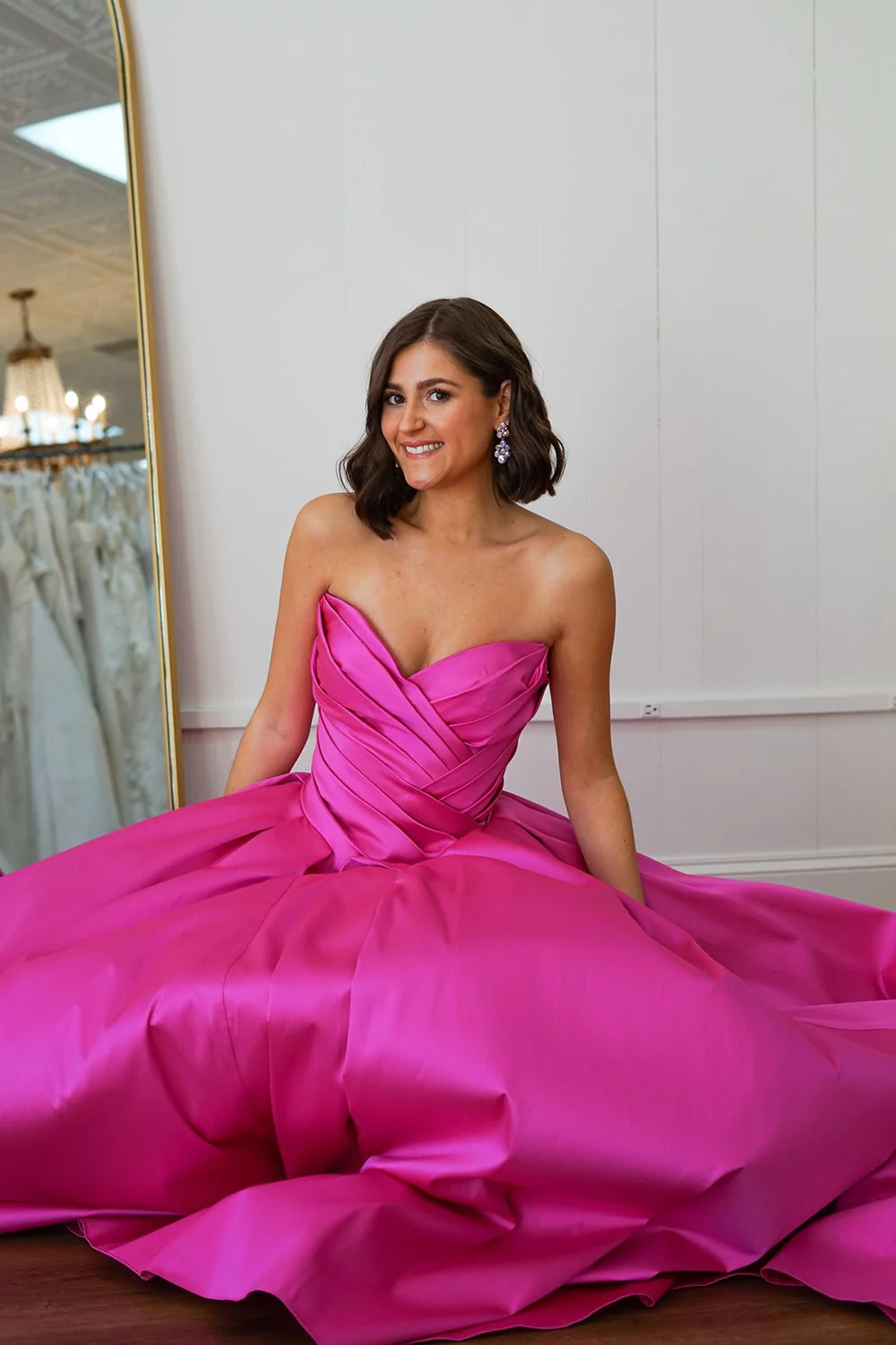 Princess Sweetheart Satin Ruched Long Prom Dress - Image 3