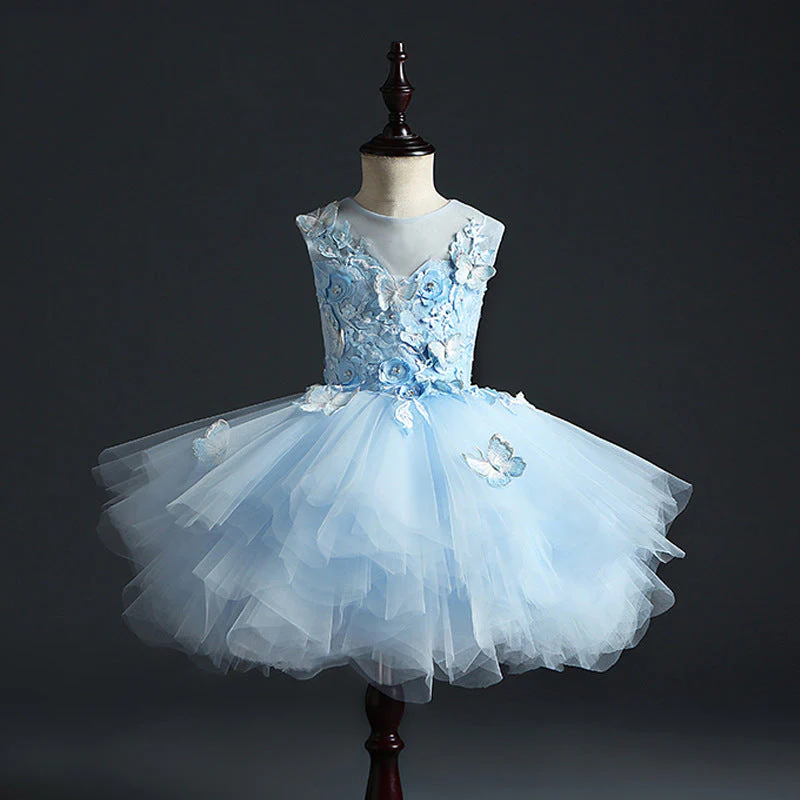 First Communion Dress Girl Formal Princess Dresses Gorgeous Lace Bow Sleeveless Pageant Dress - Image 4
