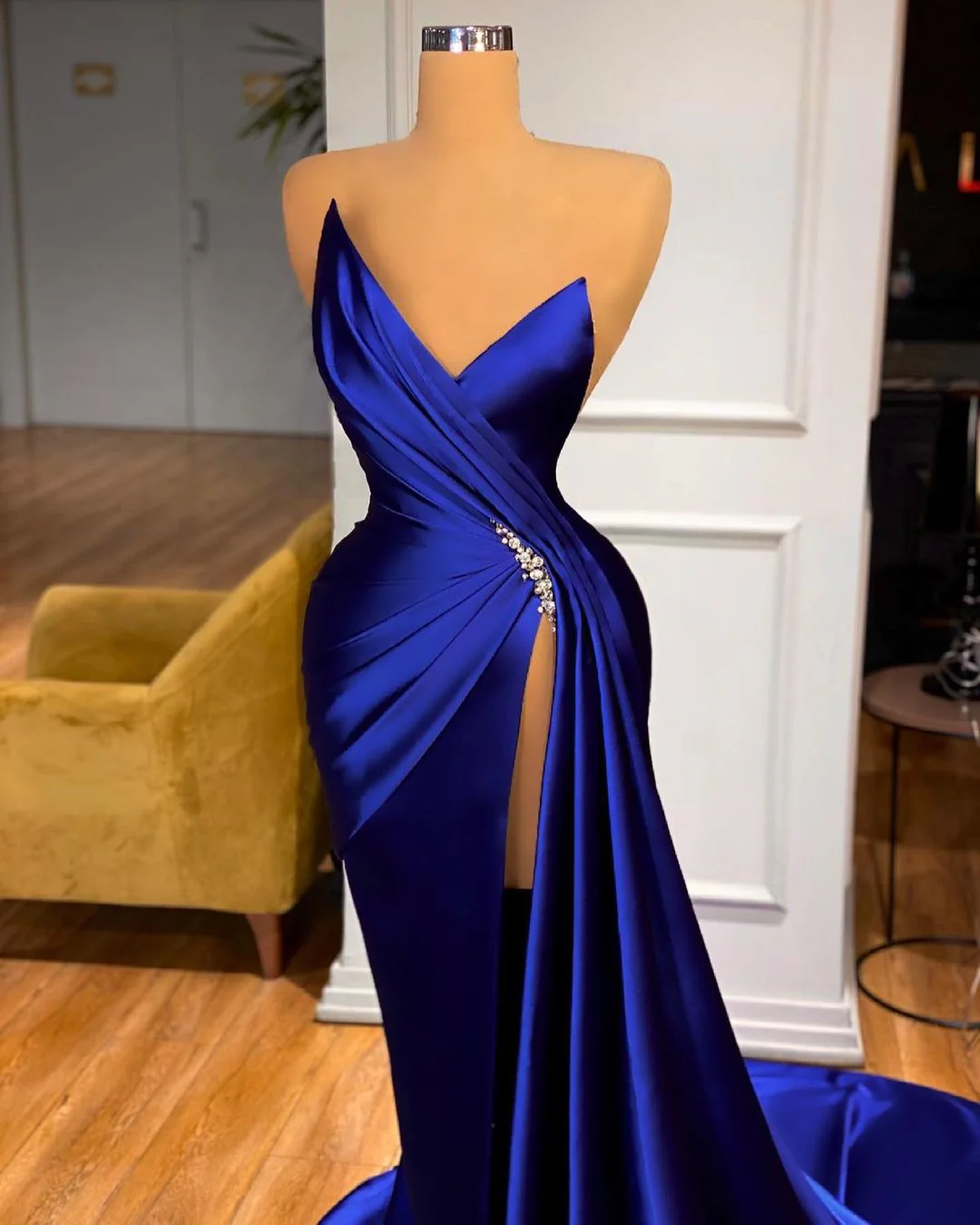 Amazing Royal Blue Prom Dress Mermaid Long Ball Dresses With Split Sweetheart - Image 2