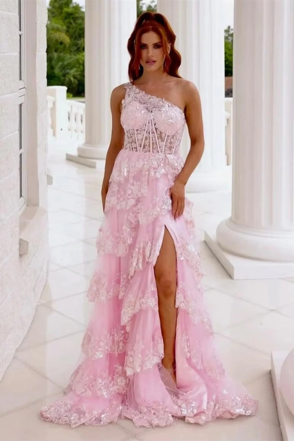 Glitter Ball Gown Tulle Layered Princess Graduation Dress Sweet Wedding Party Dress - Image 7