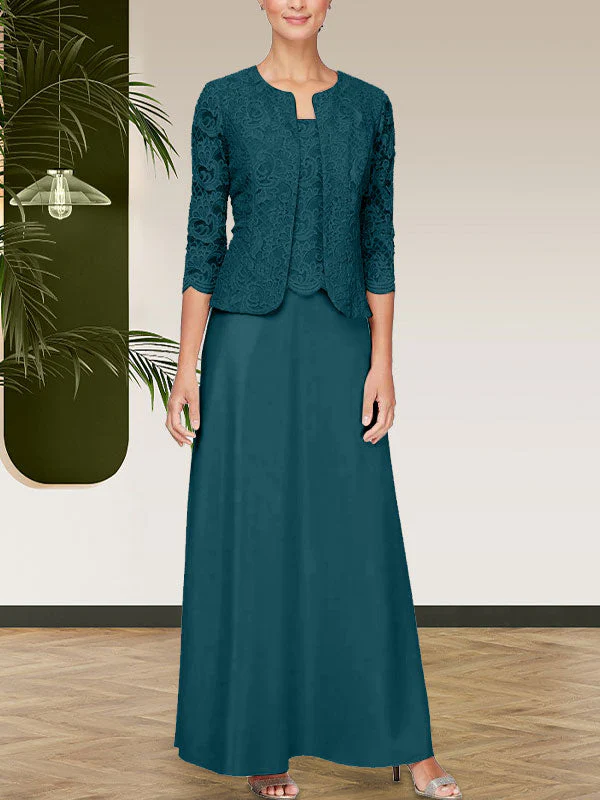 Glitter Lace & Satin Skirt Jacket Dress with Open Jacket - Image 24
