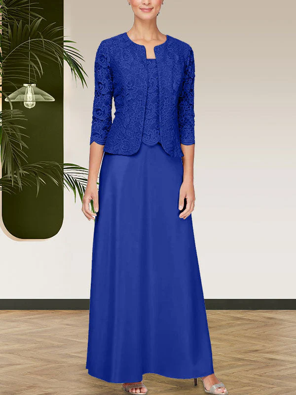Glitter Lace & Satin Skirt Jacket Dress with Open Jacket - Image 28