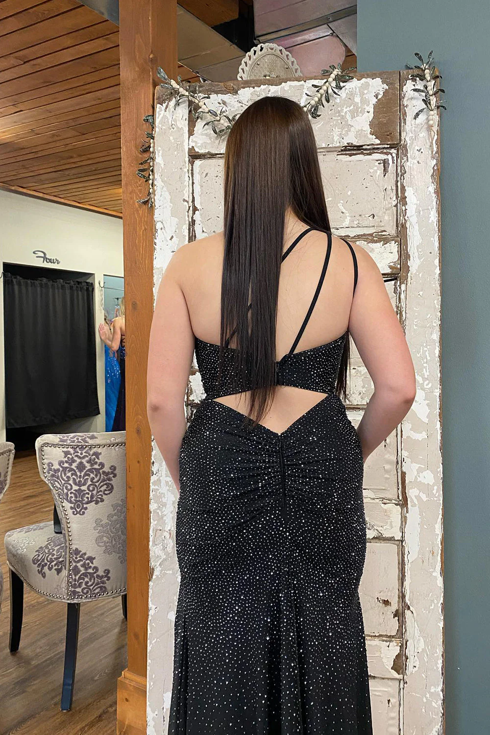 Mermaid One Shoulder Beaded Jersey Prom Dress with Slit - Image 14