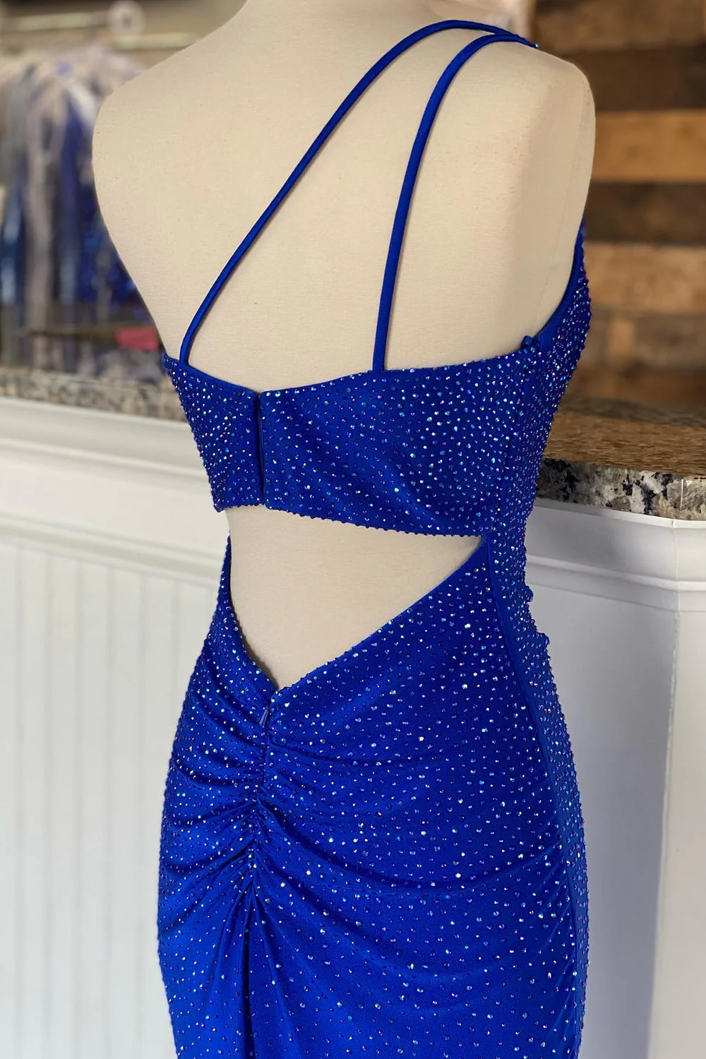 Mermaid One Shoulder Beaded Jersey Prom Dress with Slit - Image 6