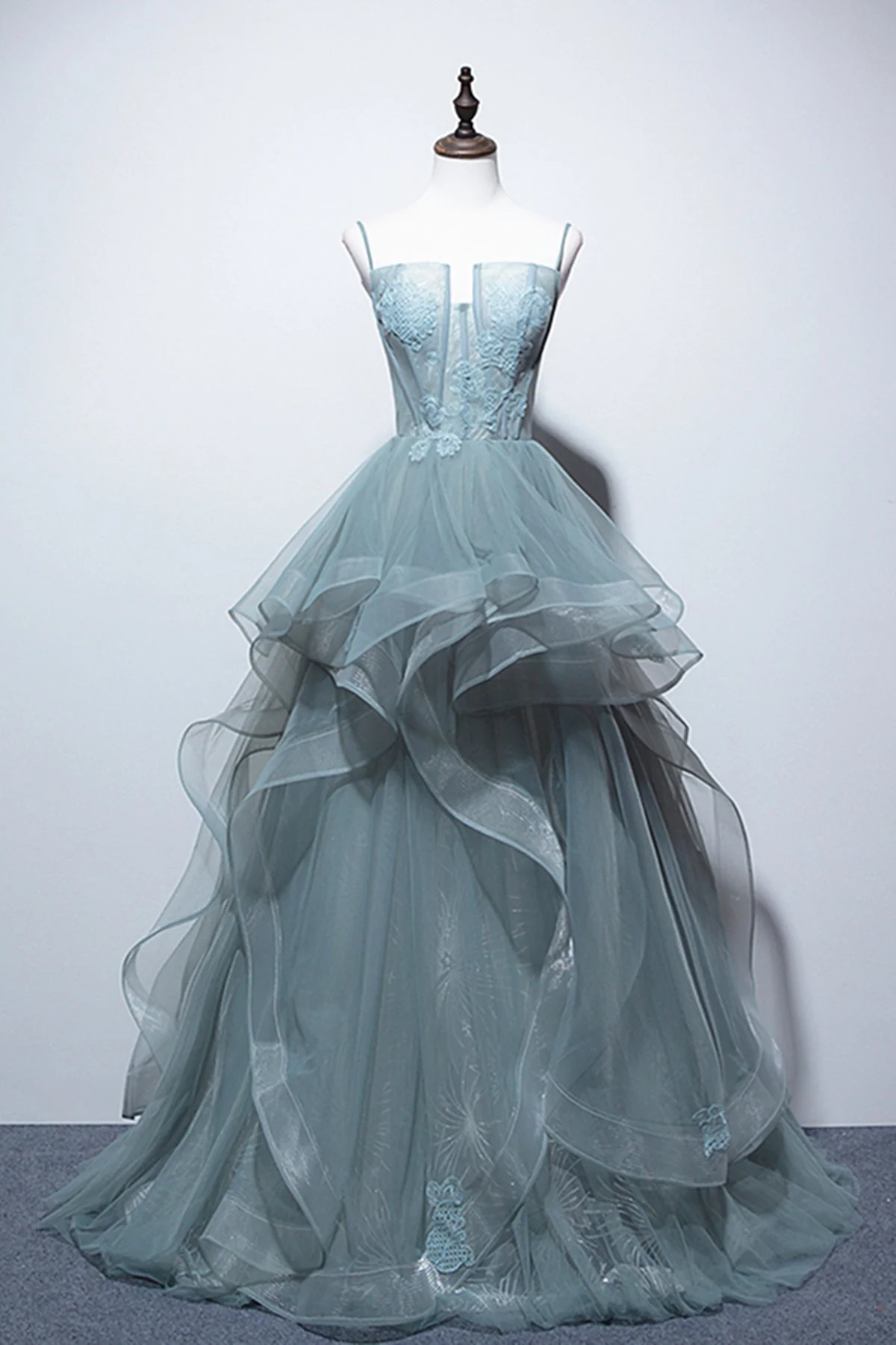 Lace Long Prom Dresses, Green Lace Long Formal Evening Dresses