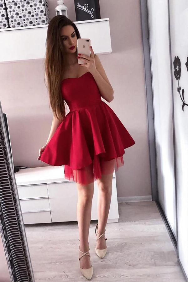 A-line Pink Sweetheart Satin Homecoming Dresses PD244 - Image 4