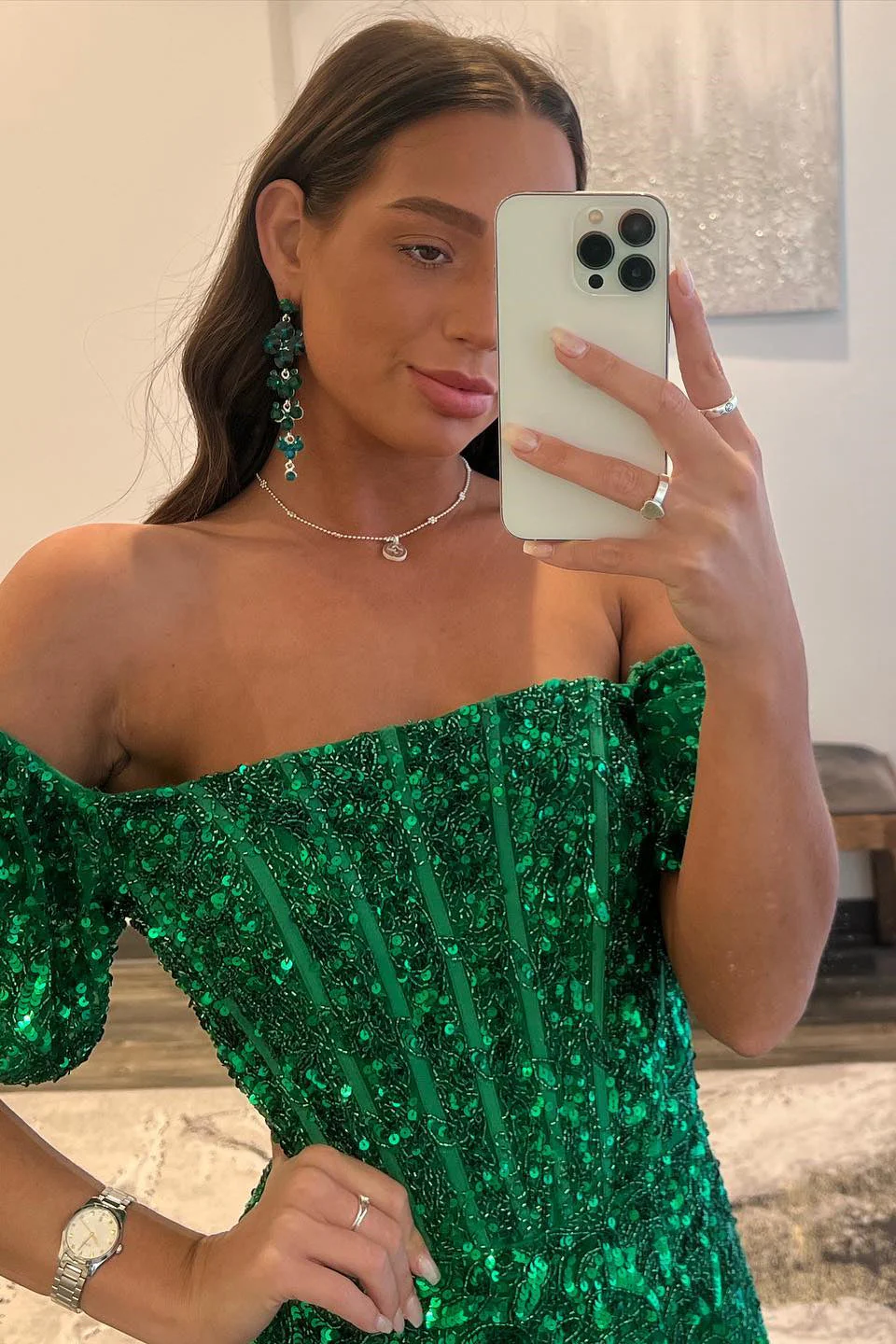 Sheath Off-the-Shoulder Sequins Long Prom Dress - Image 2