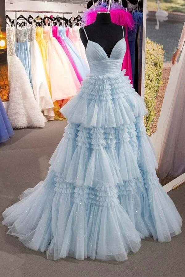 Ivory Tulle Ball Gown Spaghetti Straps Split Prom Dresses, Evening Gown, MP677 - Image 5