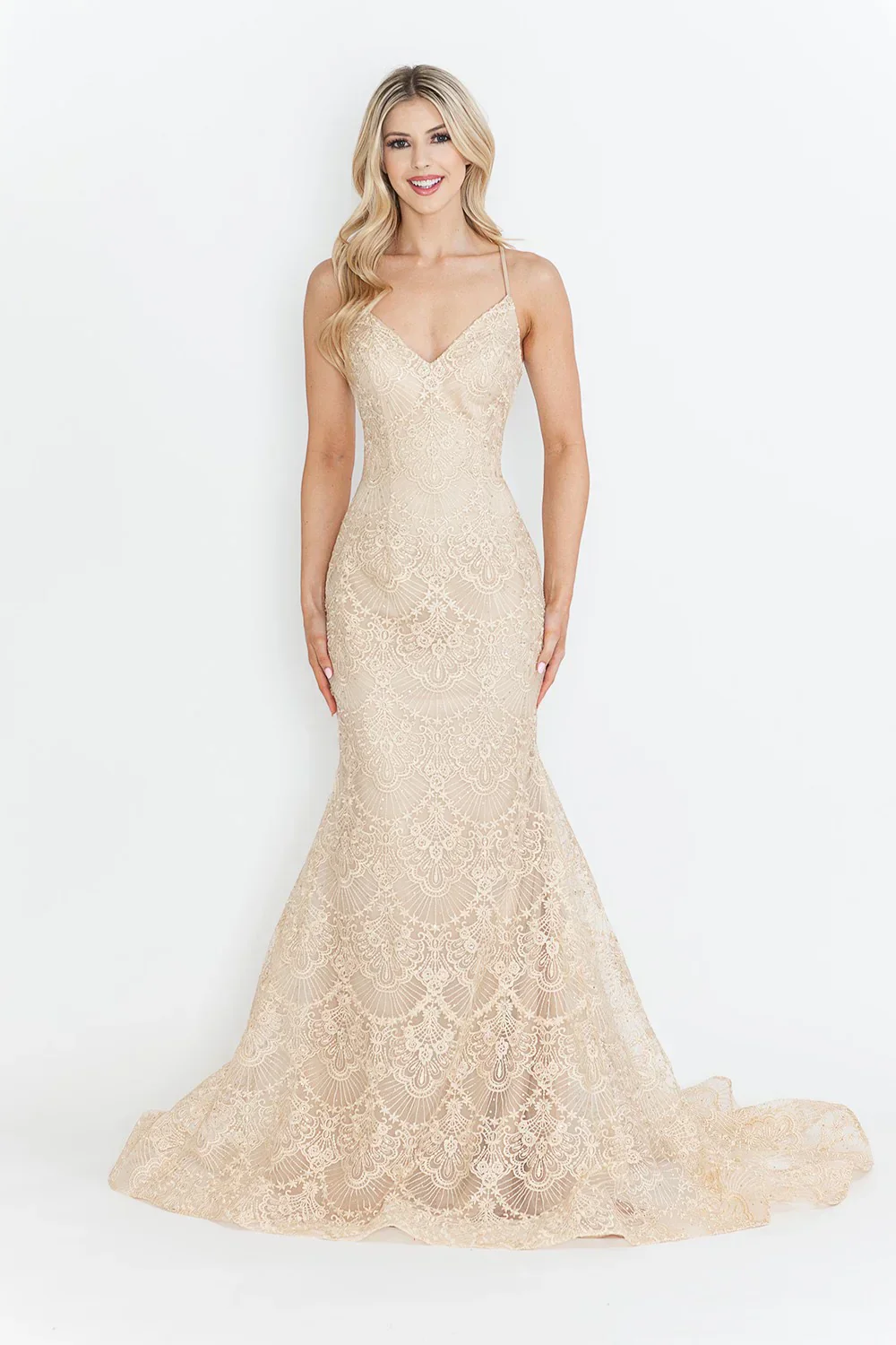 Lace Embroidered Long Formal Dress - Image 8