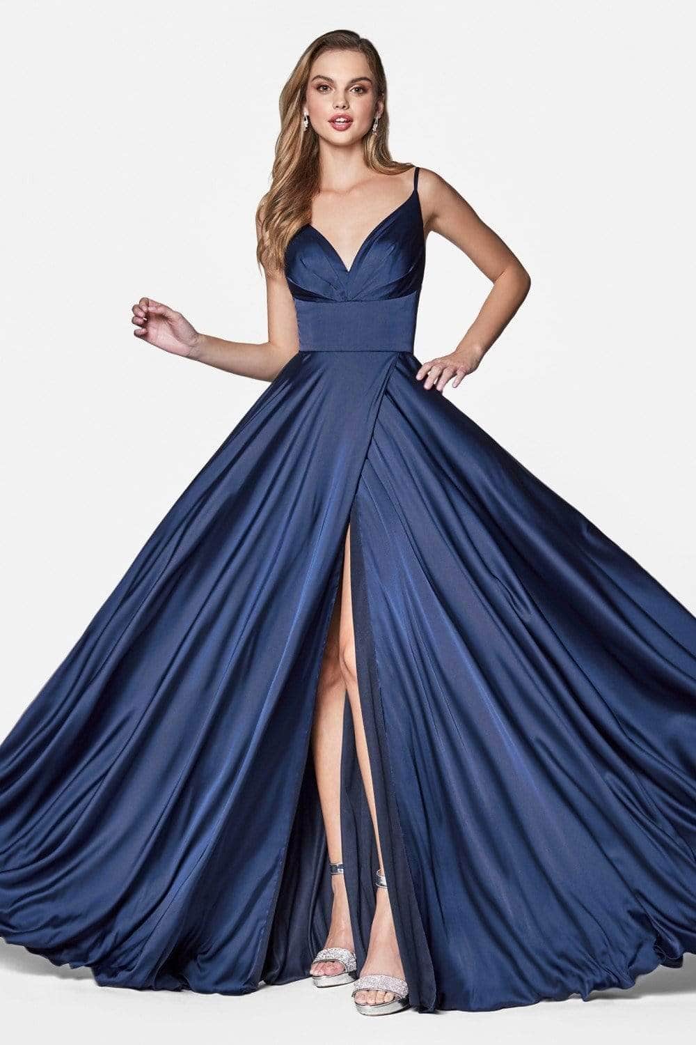 V Neck A-Line Satin Dress - Image 11