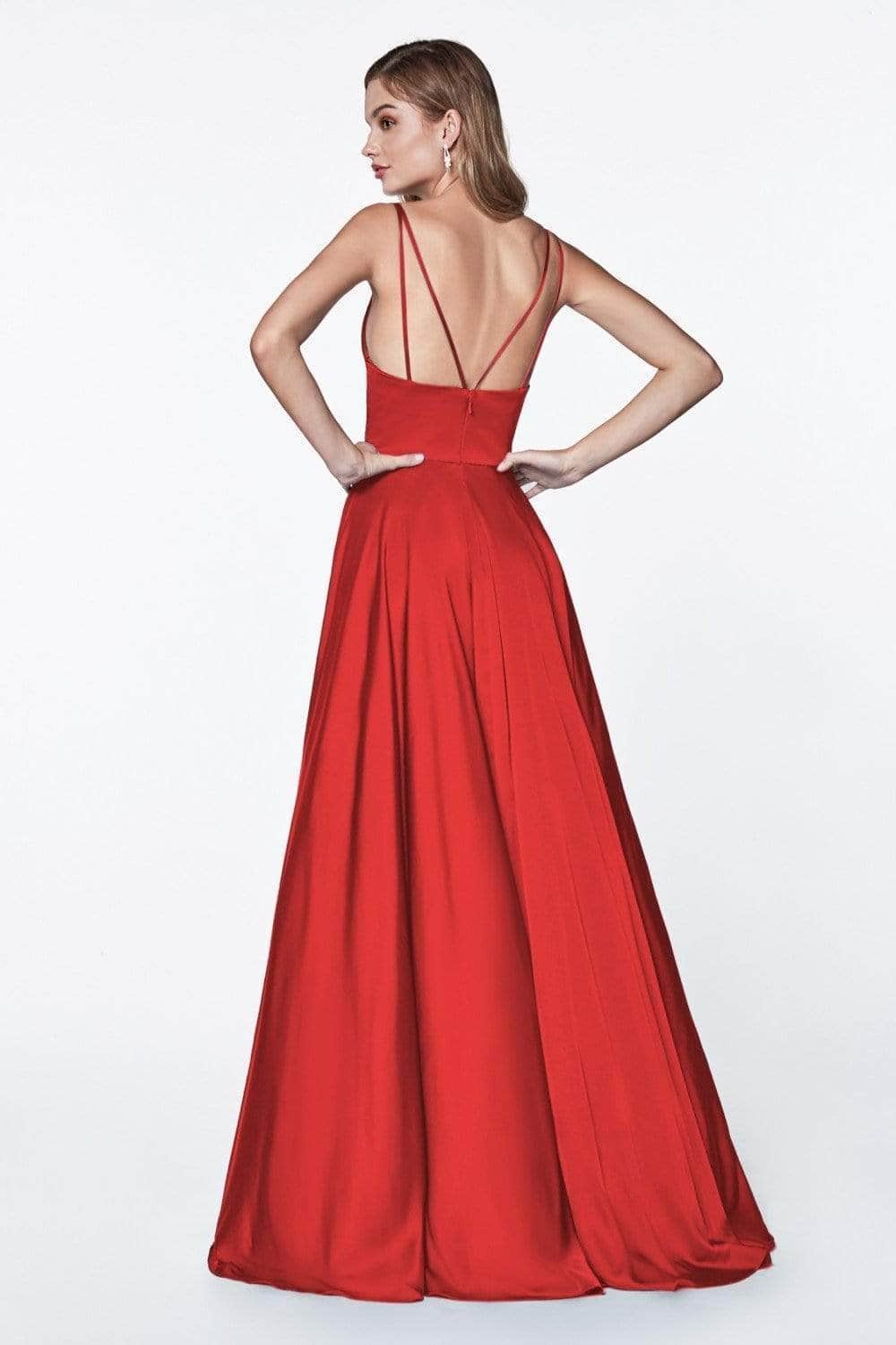 V Neck A-Line Satin Dress - Image 17