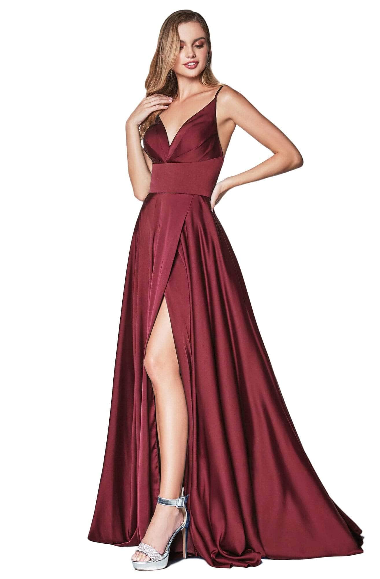 V Neck A-Line Satin Dress - Image 5