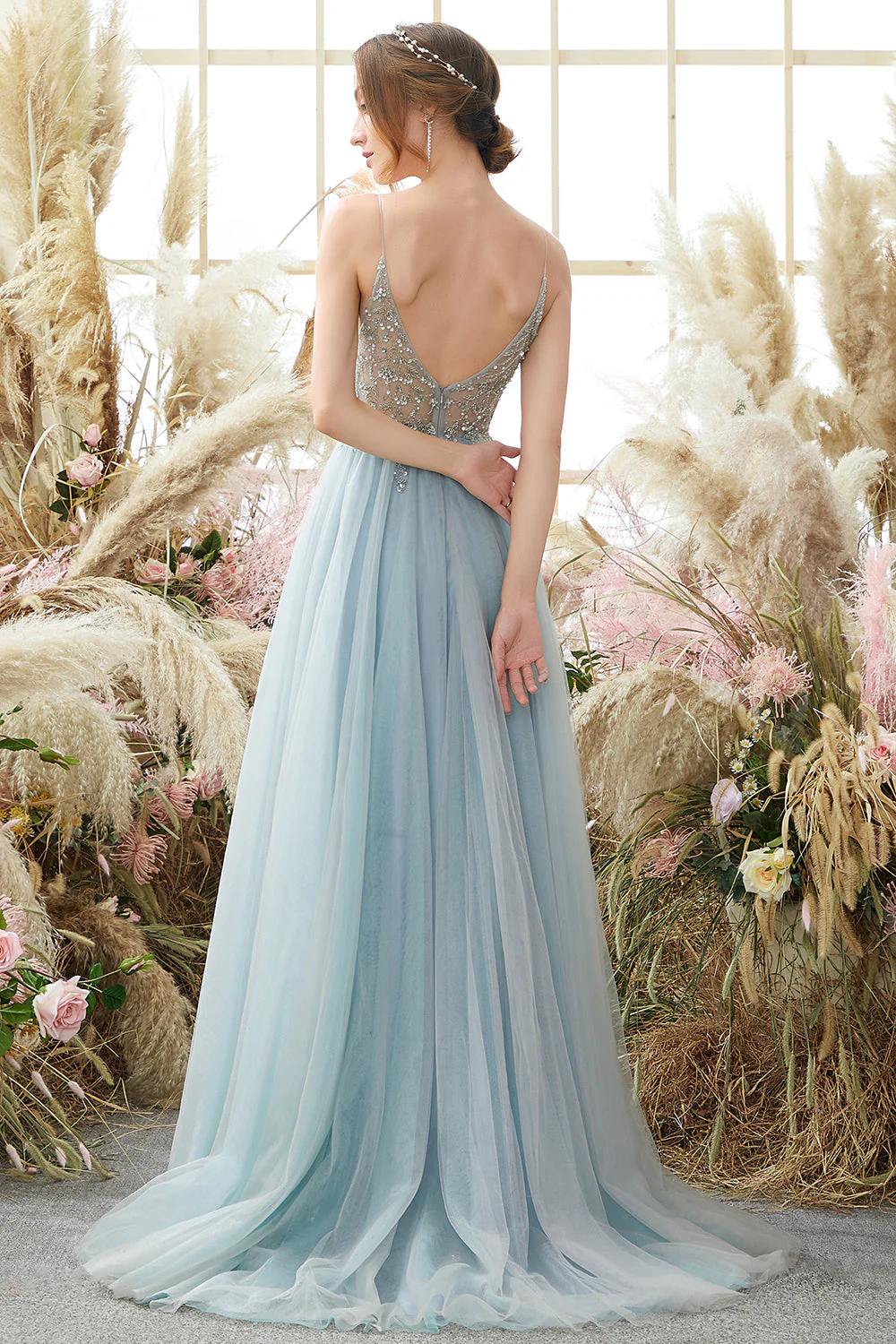 Lavender Tulle A-line Prom Dress with Beading - Image 8