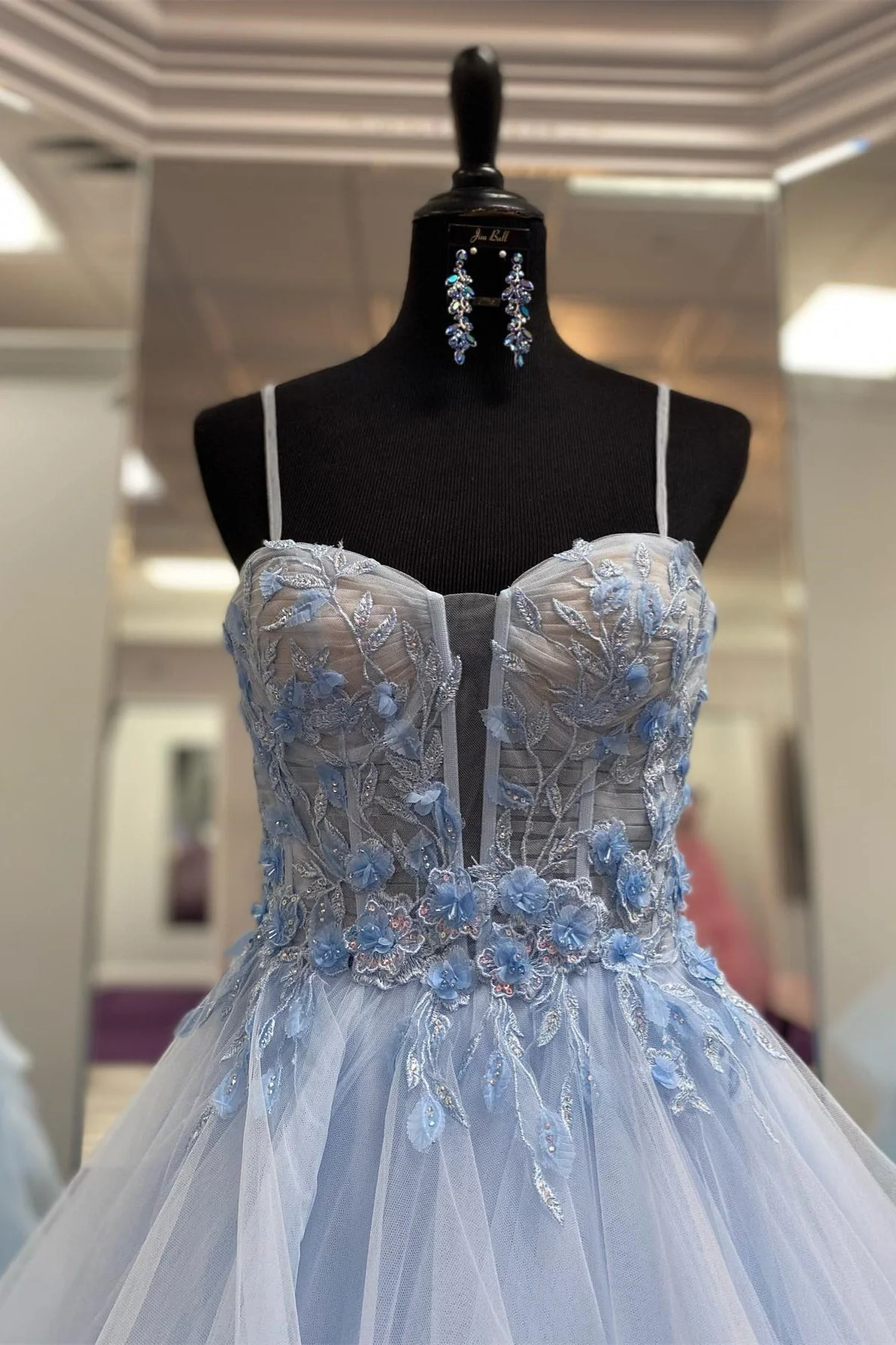 Straps Layers Floral A-line Long Prom Dress - Image 2