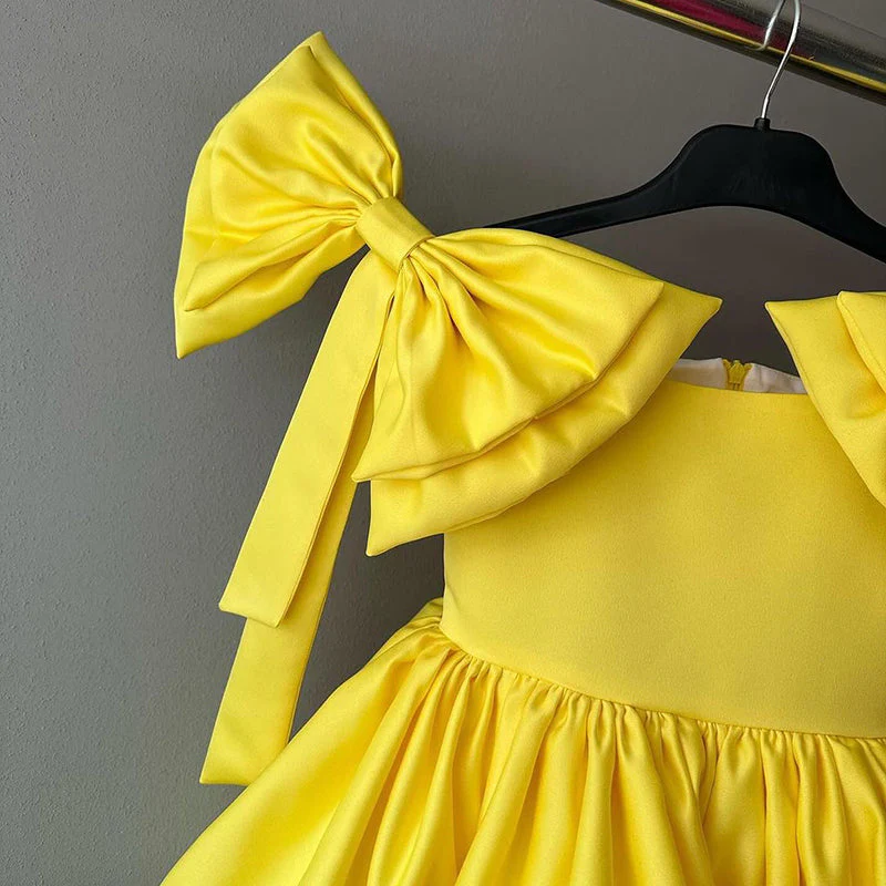 Lovely Baby Girl Baptism Dress Bow Tie Toddler First Communion Princess Dress - Image 2
