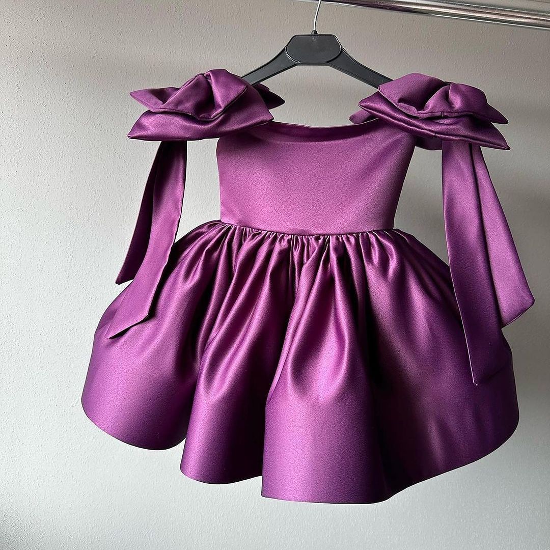 Lovely Baby Girl Baptism Dress Bow Tie Toddler First Communion Princess Dress - Image 3