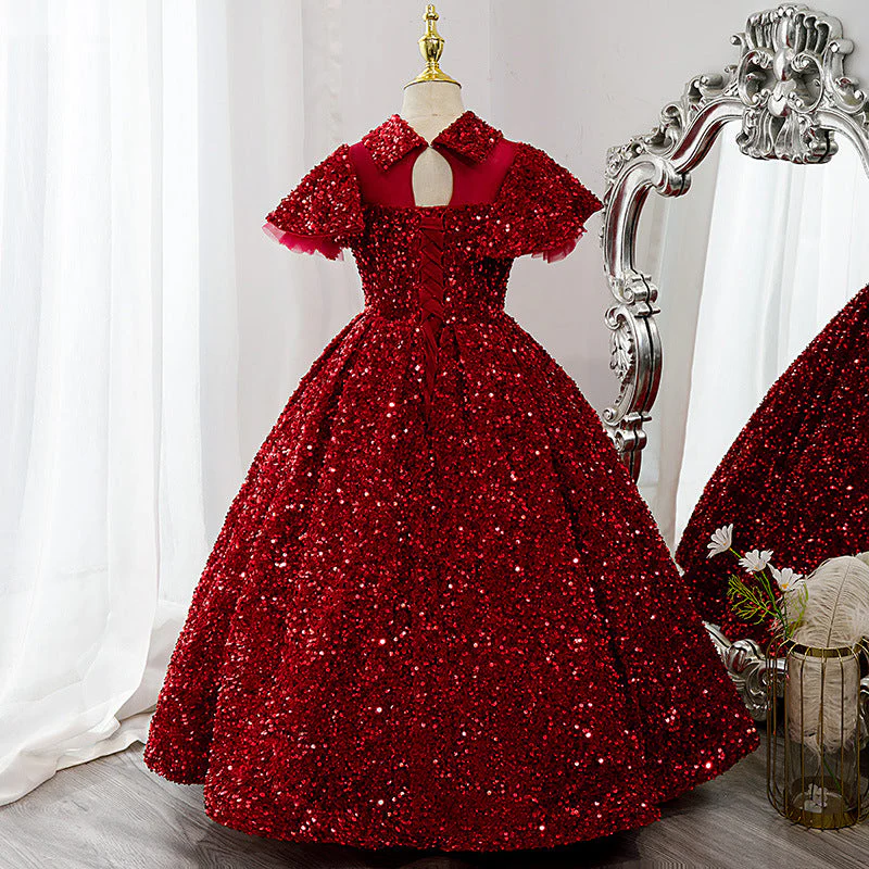 Girl Christmas Dress Baby Girl Dress Children Communion Luxury Red Sequins Puffy Birthday Cake Princess Pageant Dress - Image 4