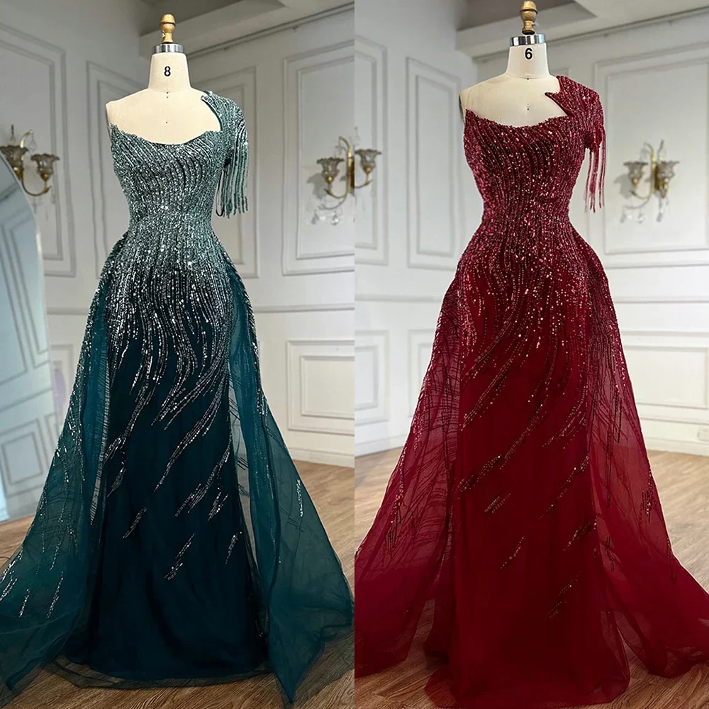 Luxury Green Evening Dress with Overskirt LA72979 - Image 3