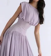 Luxury Lavender Prom Dresses with Chiffon Fabric Cap Sleeve and Beaded Waist - Image 4