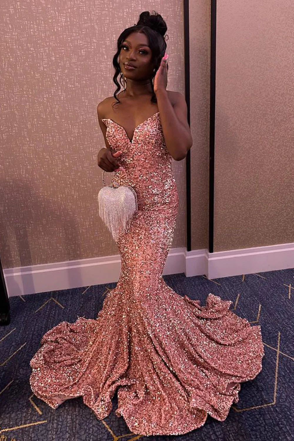 Mermaid Fuchsia Sequins Long Prom Dress - Image 10