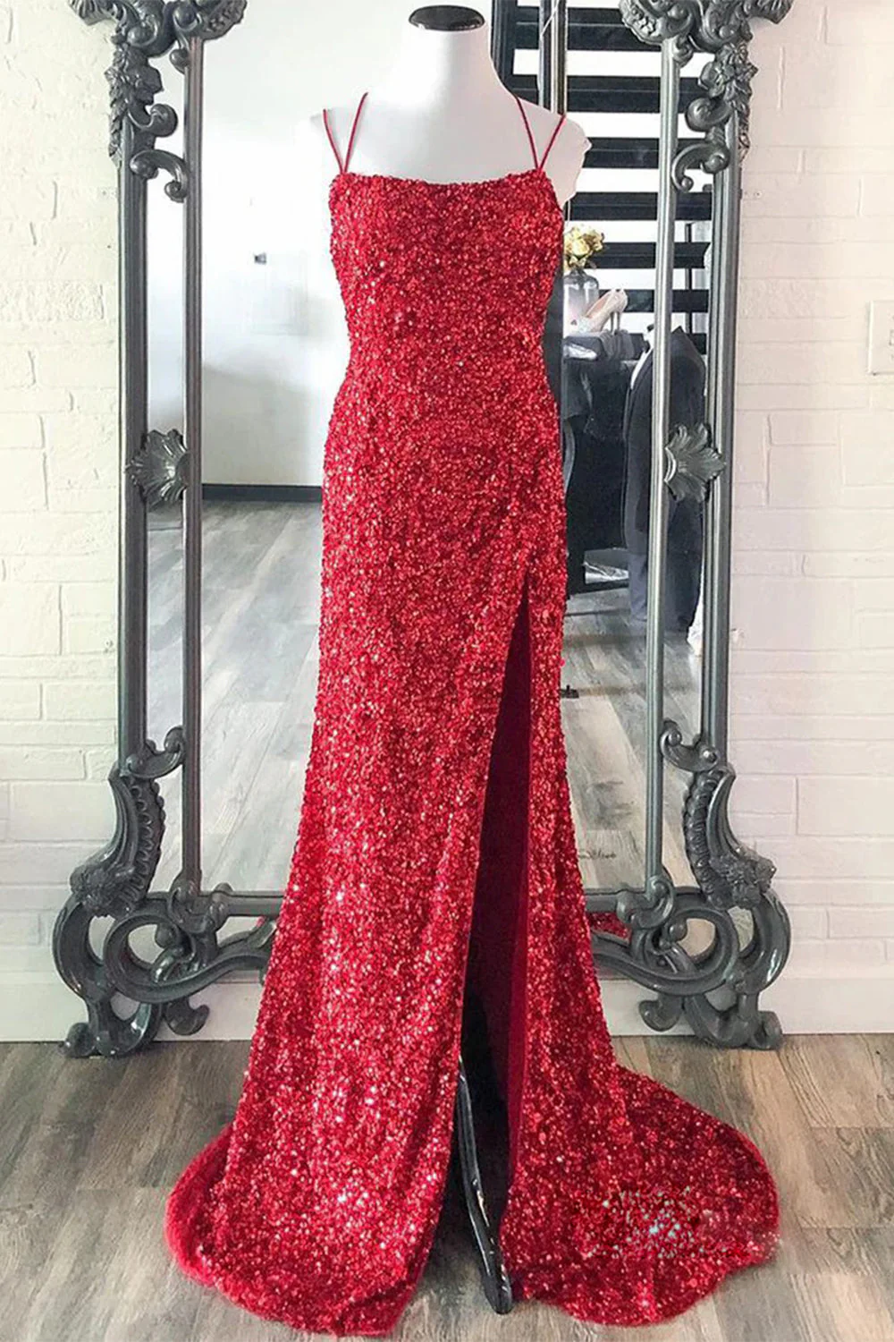 Mermaid Glitter Sequins Sexy Hot Pink Backless Long Prom Dress - Image 7