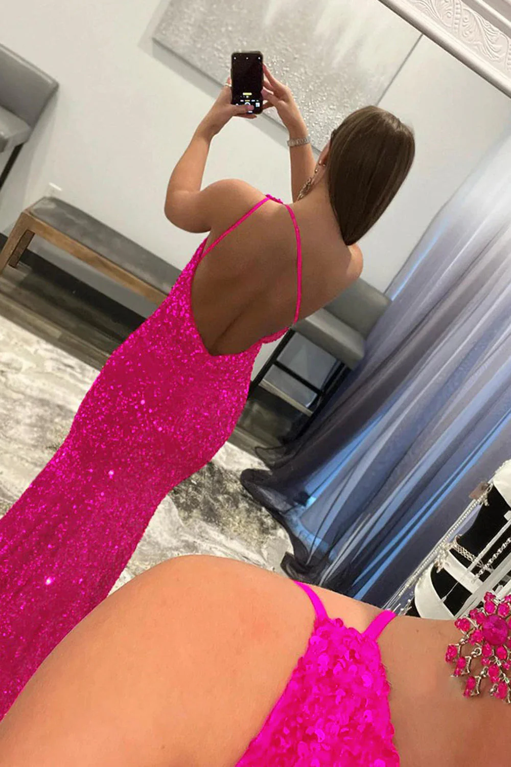 Mermaid Glitter Sexy One-Shoulder Long Prom Dress With Sequins - Image 2