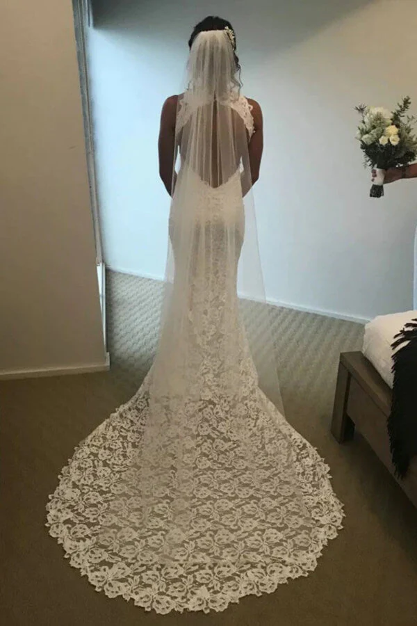 Mermaid Lace Open Back Side Split Long Wedding Dresses, Bridal Gowns, MW758 - Image 3