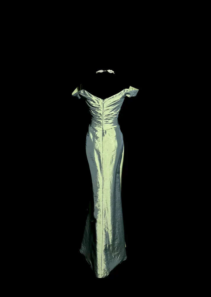 Mermaid Off The Shoulder Green Long Prom Gown Fairy Prom Dresses - Image 3