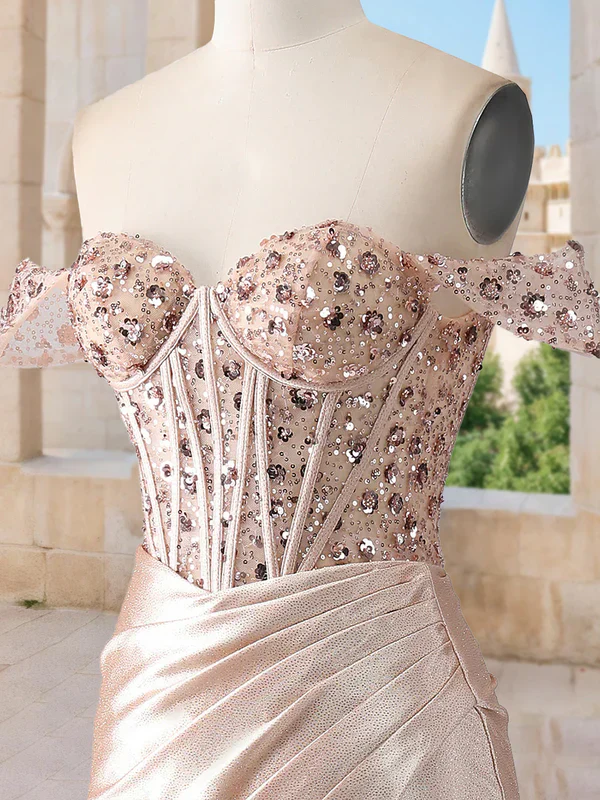 Mermaid Off-the-Shoulder Sleeveless Beading Prom Dresses - Image 3