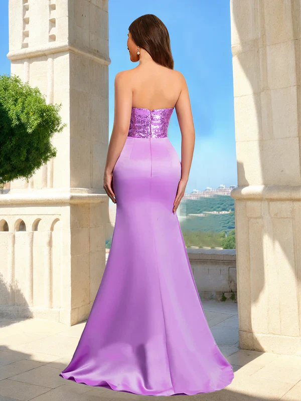 Mermaid Strapless Sleeveless Split Side Prom Dresses - Image 2