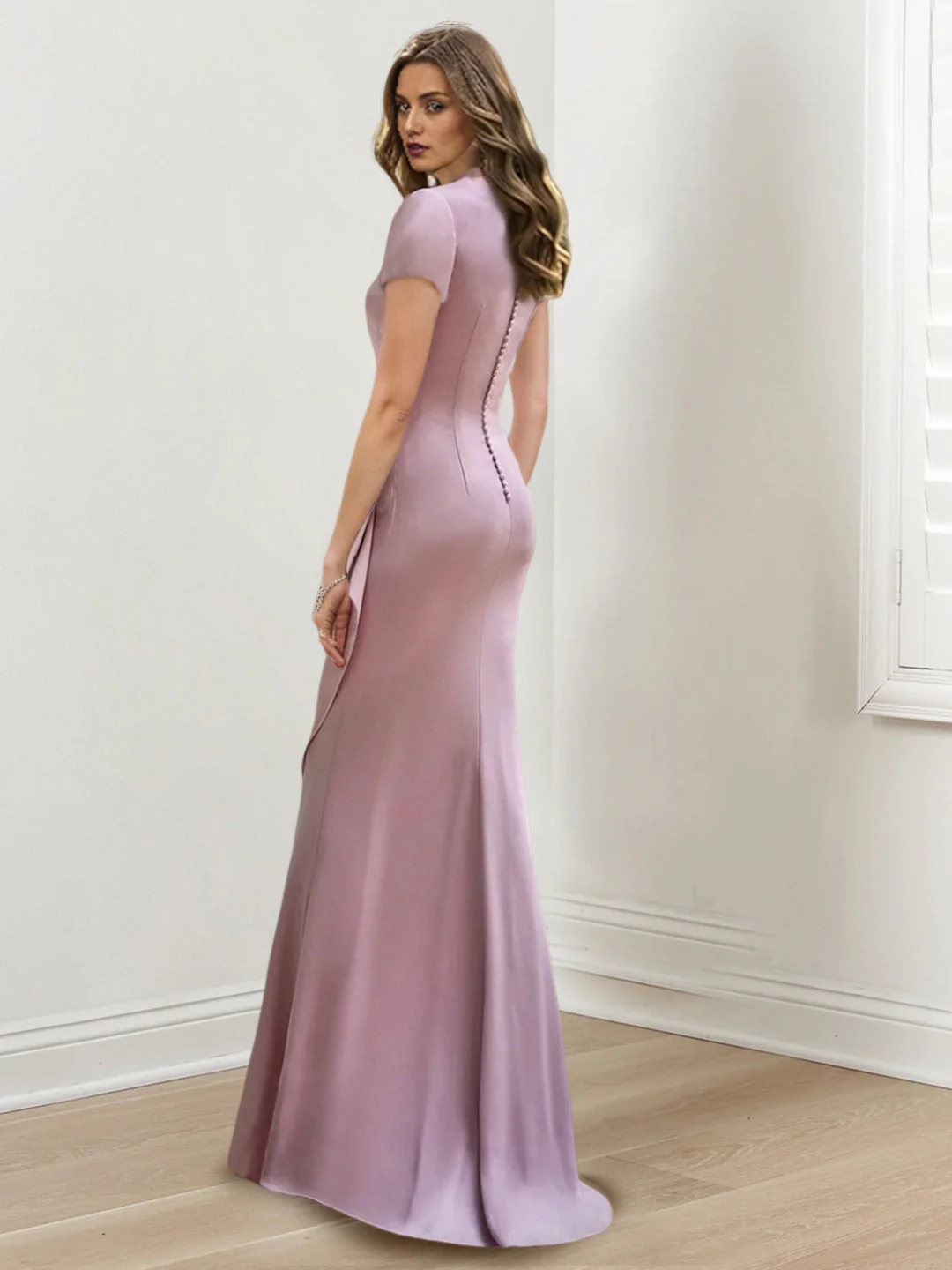 Mermaid/Trumpet Floor-Length V Neck Mother of the Bride Dresses with Ruffles - Image 2