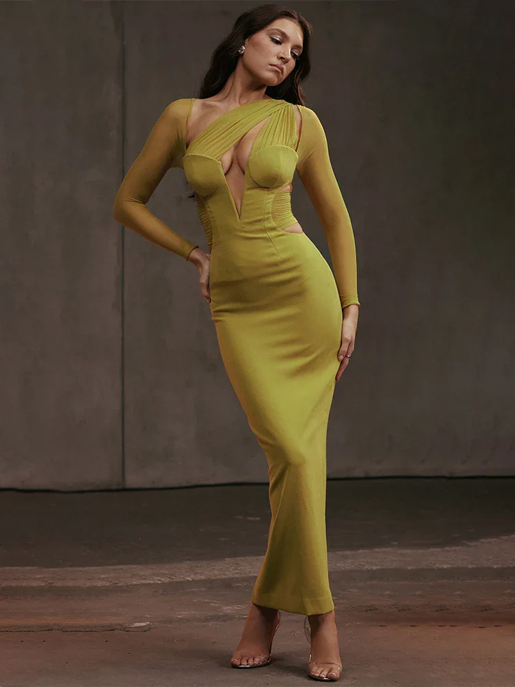 Mesh Patchwork Slim Bodycon Vacation Dress - Image 2