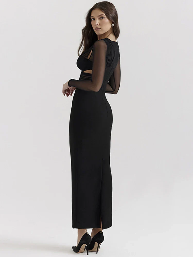 Mesh Patchwork Slim Bodycon Vacation Dress - Image 5