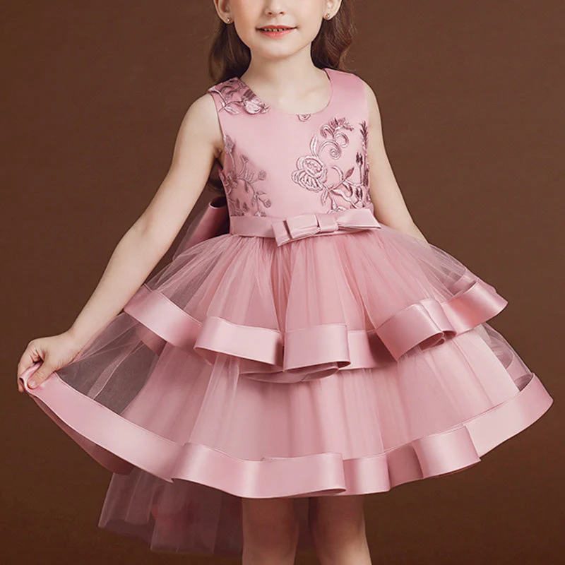 First Communion Dress Girls Pageant Dresses Baby Girl Summer Bow Puffy Ball Gowns Princess Dress - Image 2
