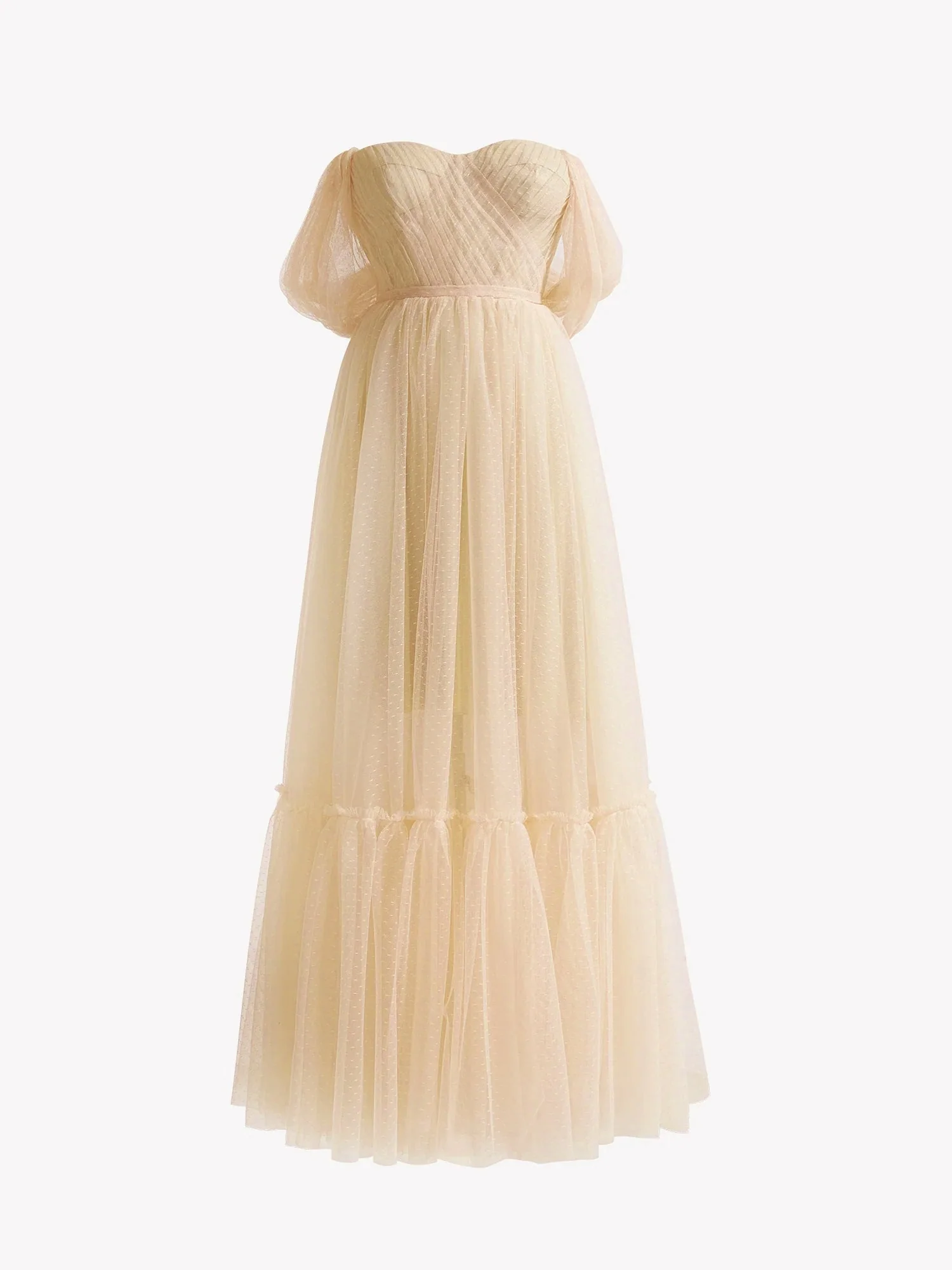A-Line Champagne Tulle Sweetheart Tea-Length Prom Dress - Image 7