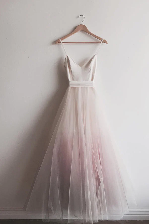Ombre Prom Dresses Spaghetti Straps A-line Floor-length Long Prom Dress