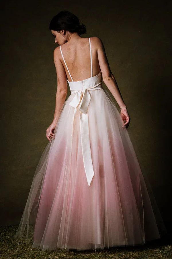 Ombre Prom Dresses Spaghetti Straps A-line Floor-length Long Prom Dress - Image 3