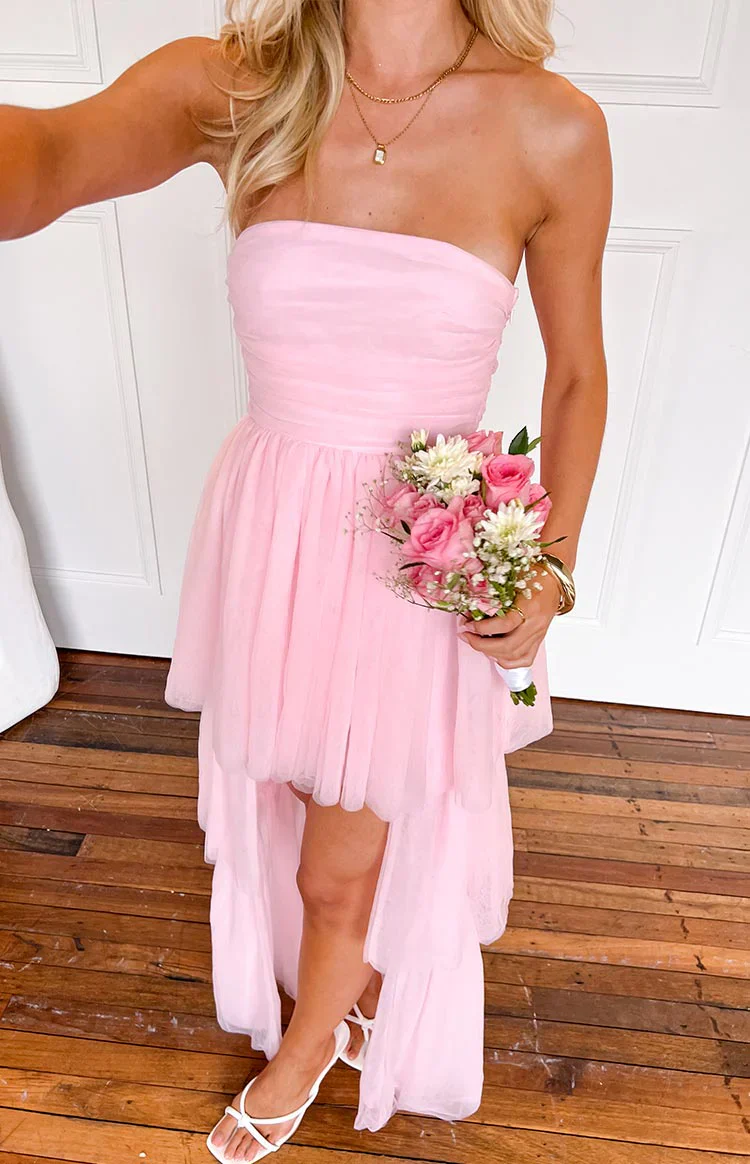 Pink High-Low Maxi Dress - Image 4