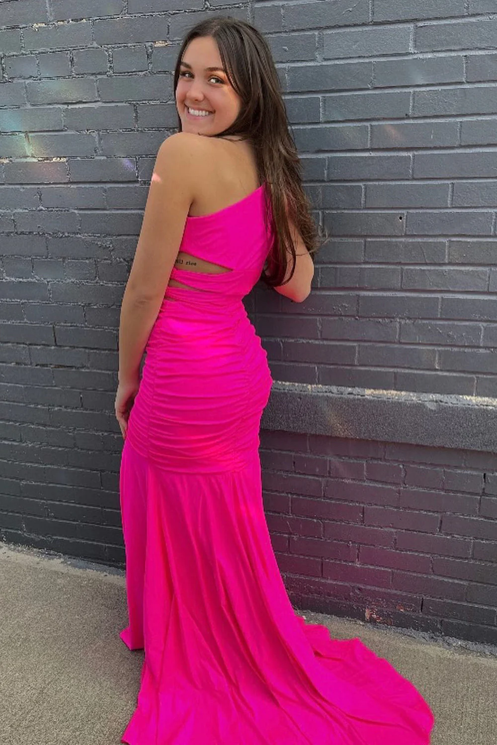 One Shoulder Mermaid Long Prom Dress - Image 2